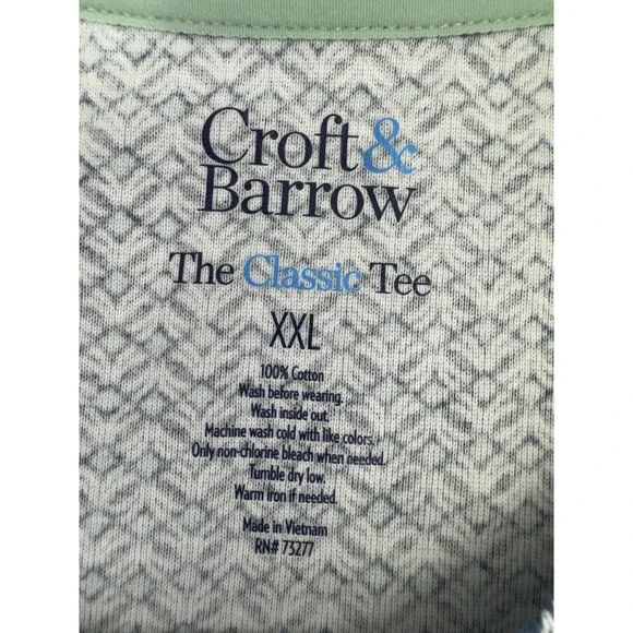 Croft & Barrow Classic Tee Top 100% Cotton Blue White Print Long Sleeve Size 2x - Picture 8 of 8